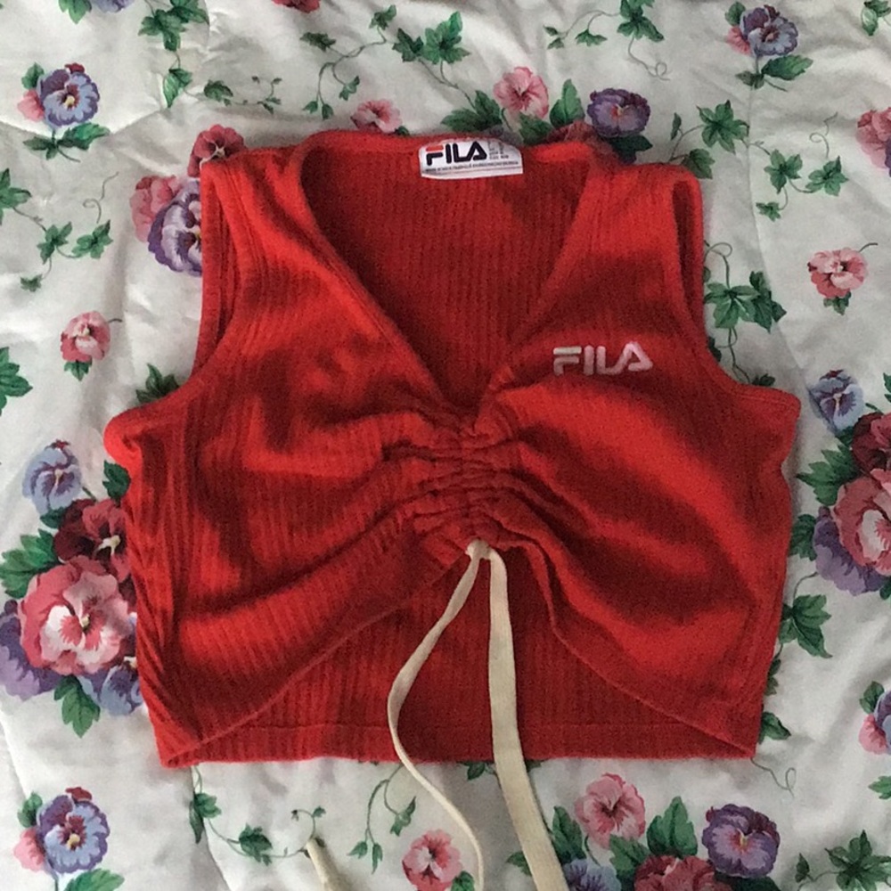 Red fila crop top
